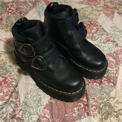Dr Martens Heart Buckle Leather Boots 