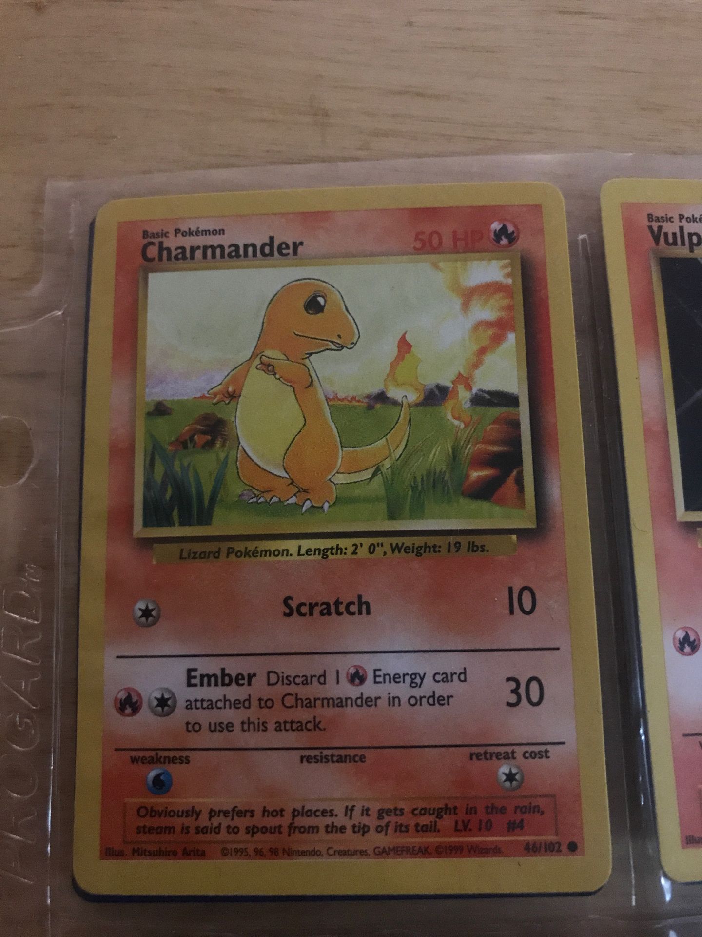 Rear Pokmon card the original Charmander from 1995