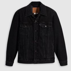 Levi’s Relaxed Fit Trucker Jacket Birds Of A Feather Dark Wash Large L NWT