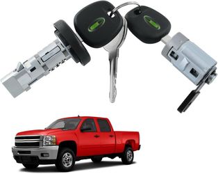 Ignition & Door Lock Cylinder Set W/2 Chip Keysfor 2007-2013 Chevy Sil