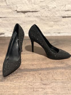 Charles By Charles David Black Embellish Rhinestone Stiletto Point Pumps Size  7