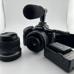Canon EOS R50 Mirrorless 4K W/ 2 Lens Charger Extra Battery And Mic! 