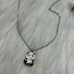 Panda Pendant silver tone Necklace