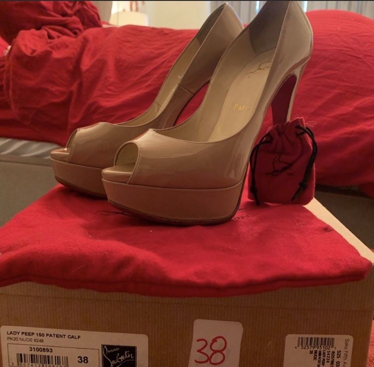 Authentic Christian Louboutin Lady Peep 150 Patent Calf for Sale in Pompano Beach FL OfferUp