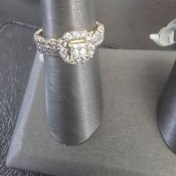 14K Yellow Gold 1.00ct Round Diamonds Bridal set