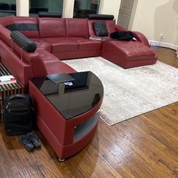 Large leather Sectional 