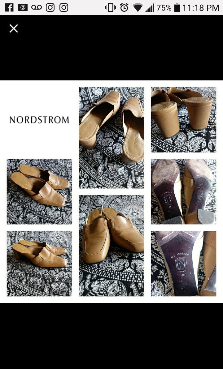 Nordstrom Women's Tan Mules Genuine Leather Sz 8N