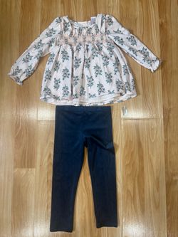 Girls Floral Top and Leggings Set