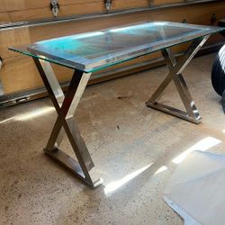 Glass Top Chrome Desk