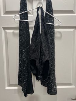 Black Halter Bodysuit with Silver Glitter shall