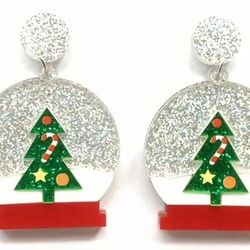 Snow Globe Christmas Earrings 