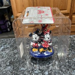 Disney Parks Americana Mickey & Minnie with Castle Christmas Ornament.  Brand new in original packaging.  