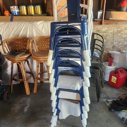 9 Metal Blue Chairs