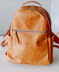 Tan leather backpack with a boho vibe #boho #leather