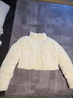 Garage White Cropped Puffer Jacket