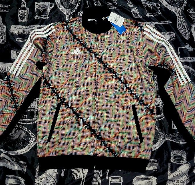 Men’s Adidas HC TT Zip Up Track Jacket Black multi-color IV9164 Size Large