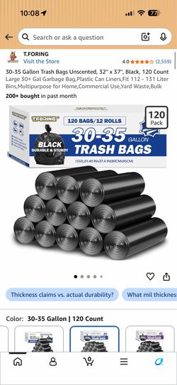 T.FORING 30-35 Gallon Trash Bags 120 Count - Heavy Duty | New