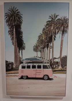 Large 24×35 Nostalgia paint on canvas art print "The iconic School Bus"