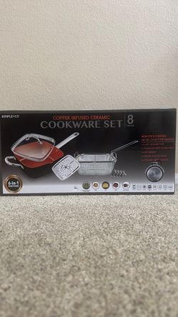 Copper infused ceramic cookware set (8pcs)