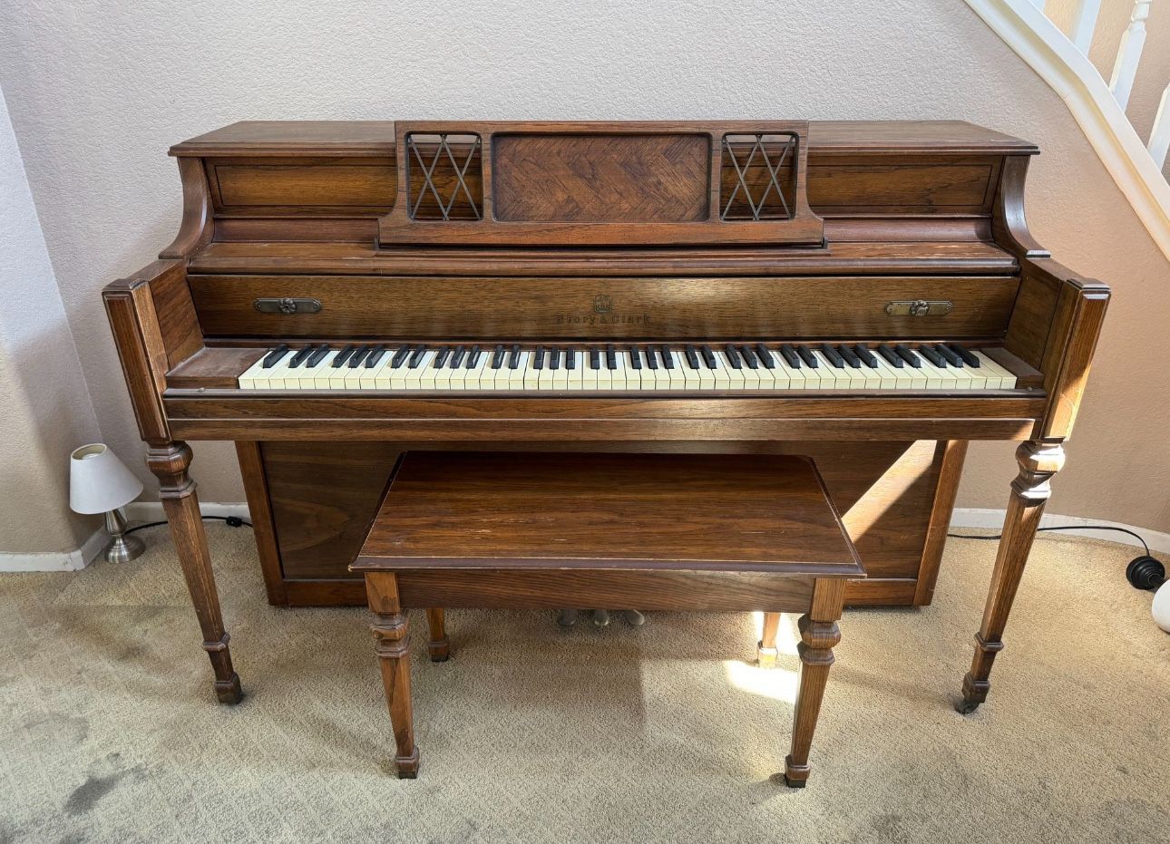 Story & Clark Walnut Satin Wooden Console Piano