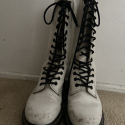 White Leather Dr. Martens 1460 Boots