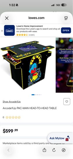 Arcade1Up Pac-Man Head-to-Head Arcade Table – 2 Player