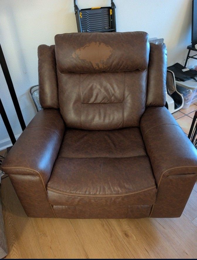 Electric Power Recliner - Super Comfy, Brown Leather-Look (See Description)