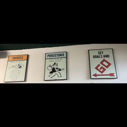 Monopoly 3 Frames Art Success Persistence Goals
