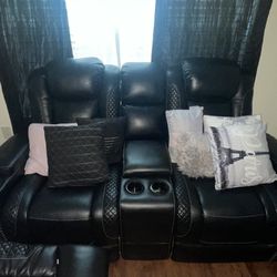 Black Leather Couch Set