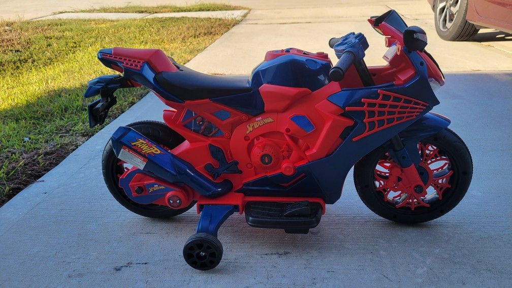 New 6V Spiderman Motorcycle, Battery Ride on Toy, for Kids