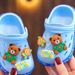 Toddler size 10 1/2 Casual Breathable Clogs With Cute Cartoon Charms, Quick Drying lightweight