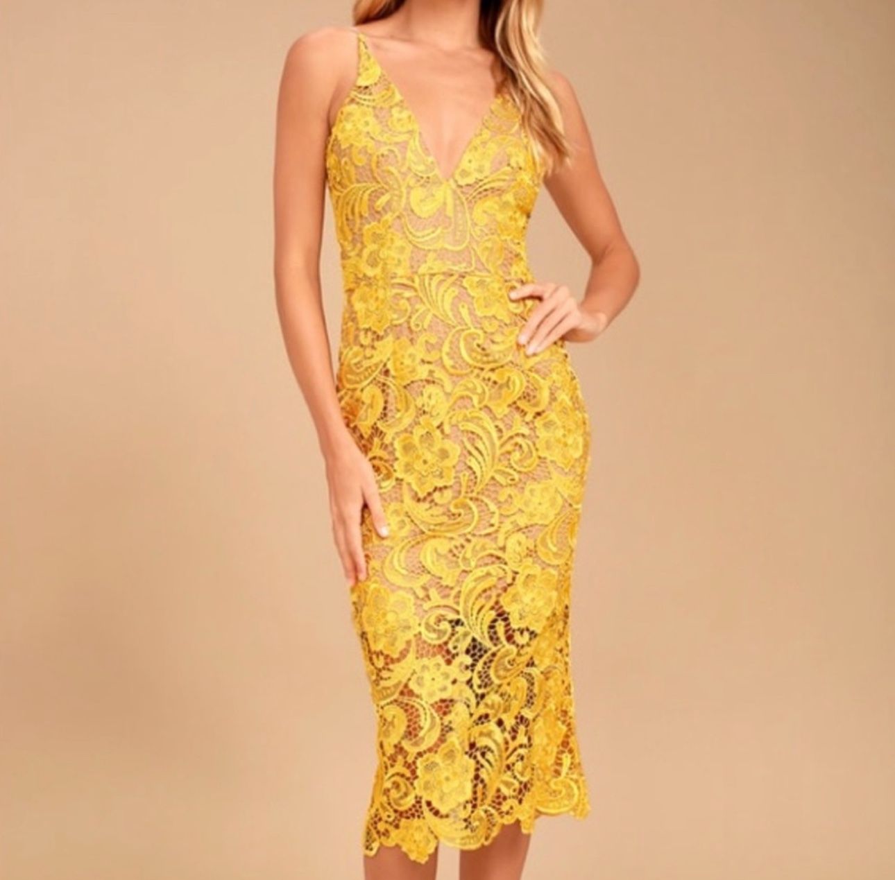 Dress the Population Lace Midi Dress Size XS