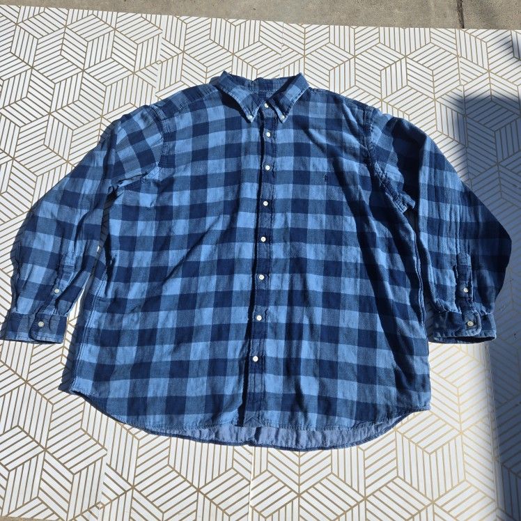 Ralph Lauren Men's 3XB 3TG Checkered Button-Down Shirt Long Sleeve, Classic Prep