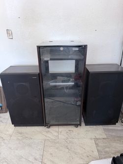 Vintage Pioneer Speakers & Stereo Cabinet