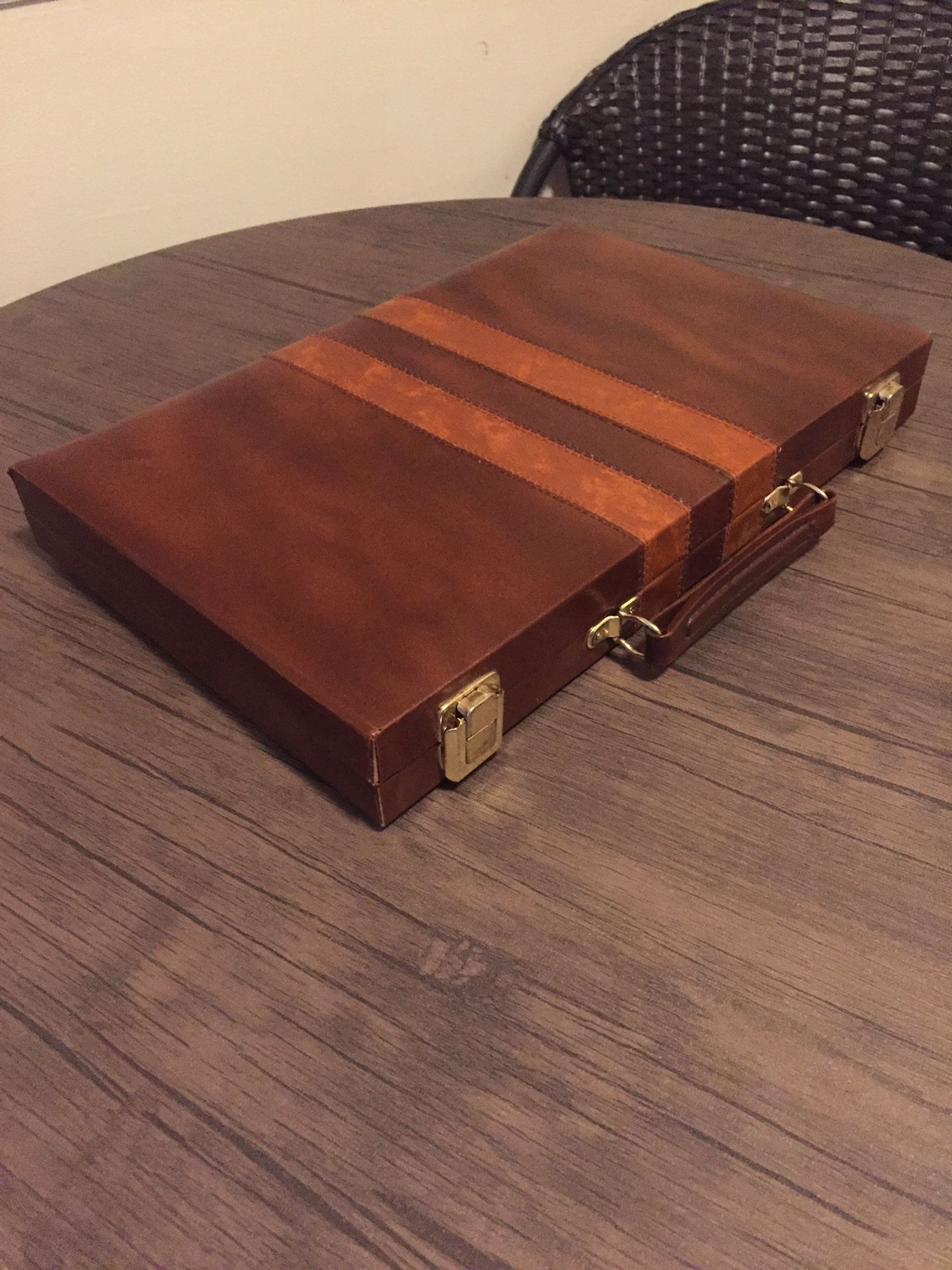 Vintage Prestige Backgammon Game By Cardinal in Brown Faux Leather Case