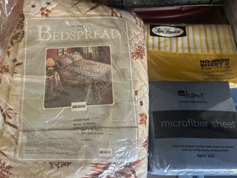 Sears Twin Bedspread Floral Brown Vintage