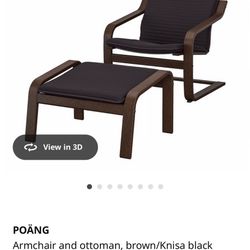 Ikea Poang Armchair And Ottoman - brown/knisa Black