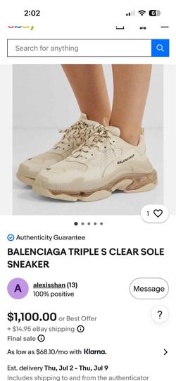 BALENCIAGA TRIPLE S CLEAR SOLE SNEAKER