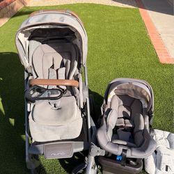 Nuna Mixx next stroller with Nuna pipe lite lx infant car seat and base