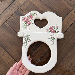 Vintage Cottage Wooden Floral Towel Rack Holder