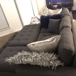 Brand New Gray Sectional Sofa Couch With Ottoman 