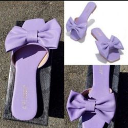 Size 10 Lilac Bow Flat Slides