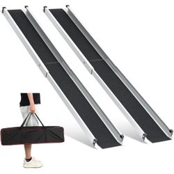 1Pair 7FT Adjustable Wheelchair Ramp 84" L x 7.4" W Telescopic Ramps for Wheelchairs 600 lbs Portable Wheelchair Ramps for Steps Home Threshold Doorwa