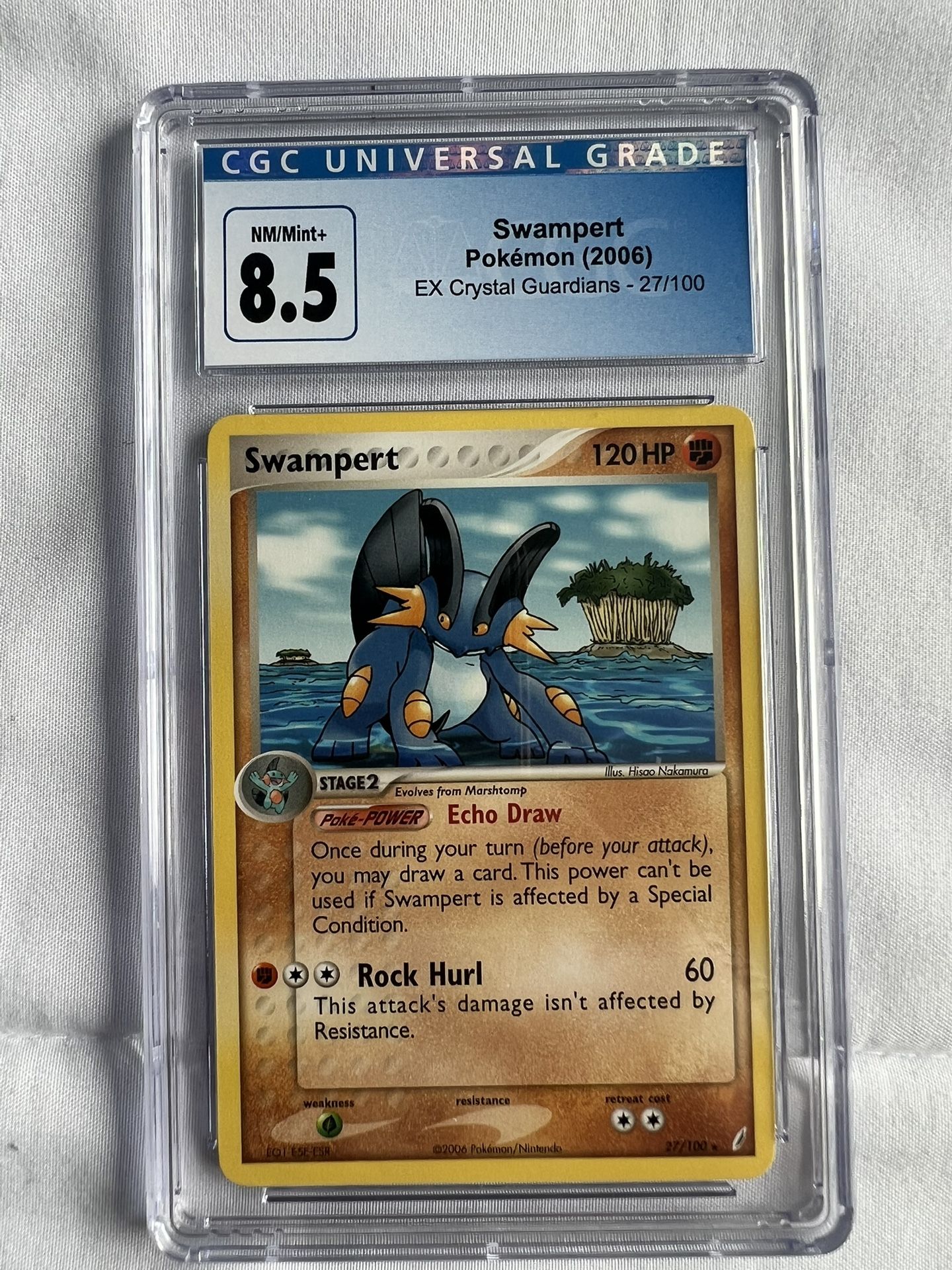 Pokemon Card Swampert 27/100 EX Crystal Guardians Non Holo Rare Graded CGC 8.5