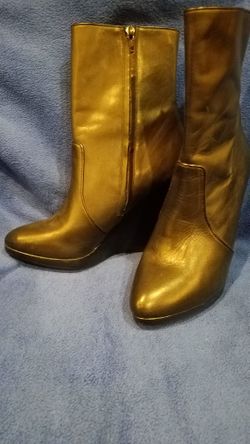 Leather Wedge Boots - High Ankle
