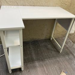 White L-shaped Desk with Built-in Power Outlets & USB Connection - Local Delivery for a Fee 😀
