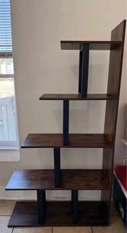5-tier industrial step bookcase
