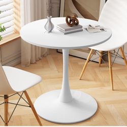 DKLGG 32" Modern Round Dining Table with MDF Table Top, Metal Base Pedestal Table Tulip Table Kitchen Table for 2-4 Person, Small Space Home, End Tabl