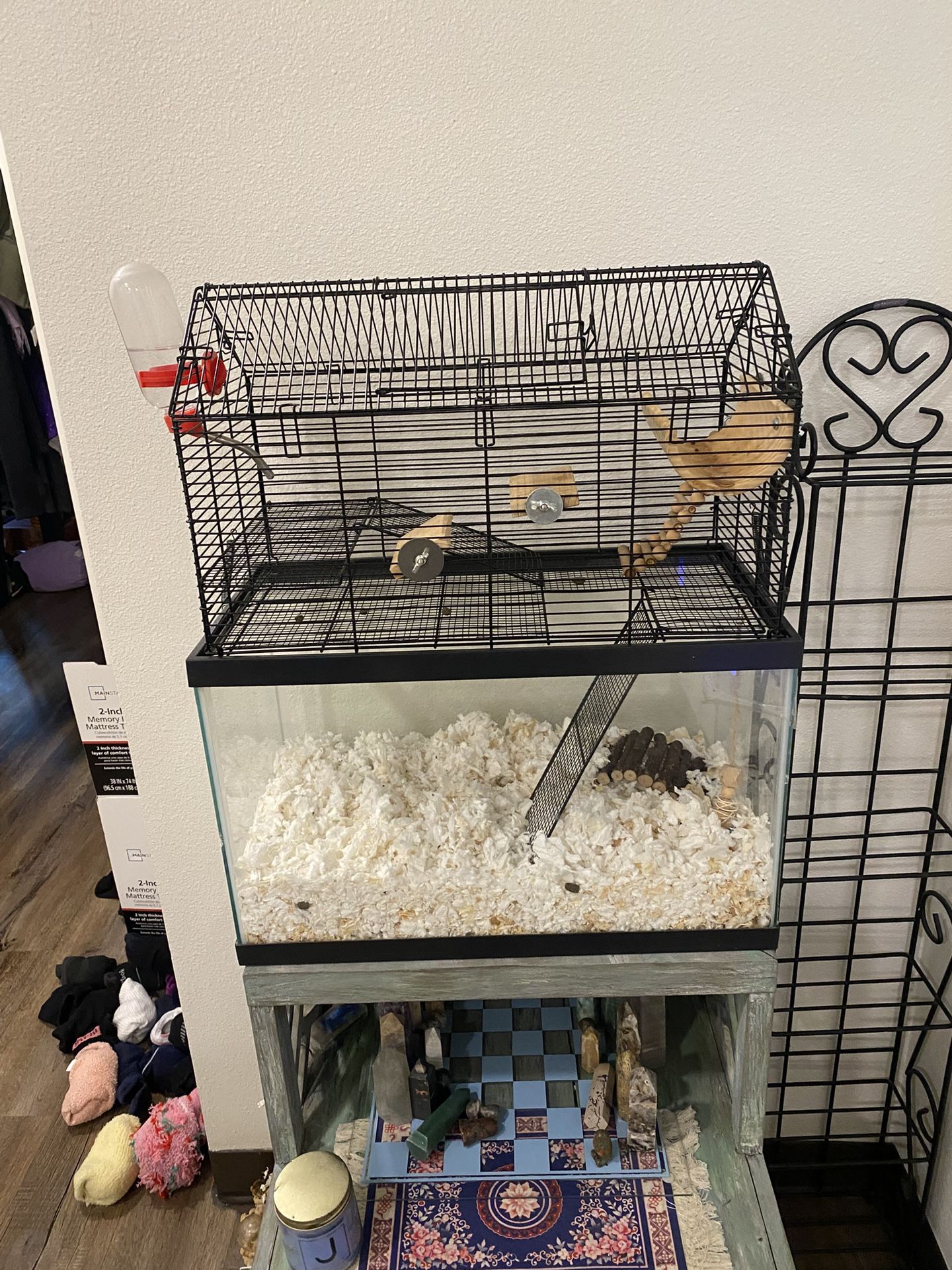Glass Tank With Wire Topper Cage