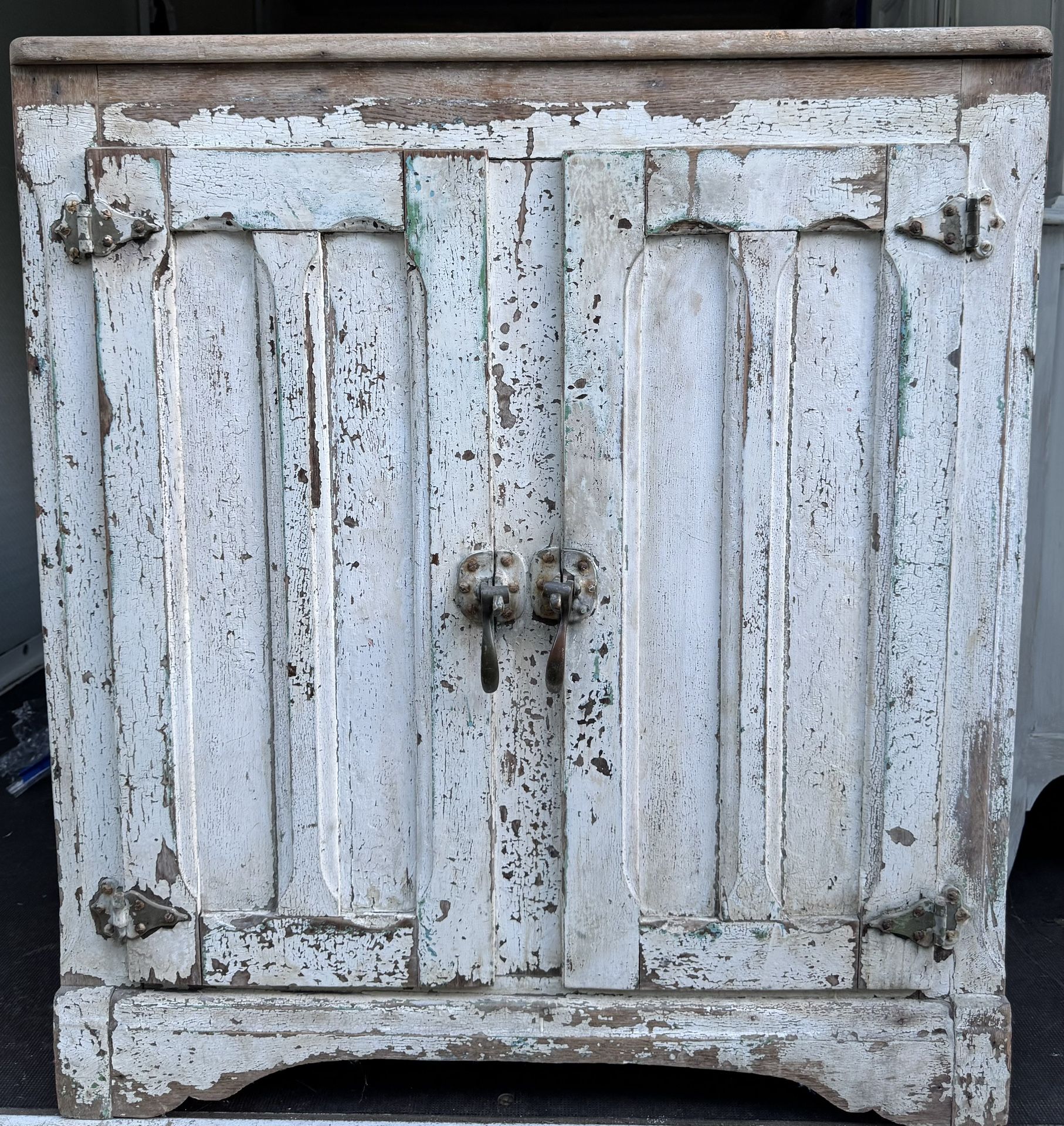 Vintage Wooden Icebox Cabinet – Rustic Charm & Storage
